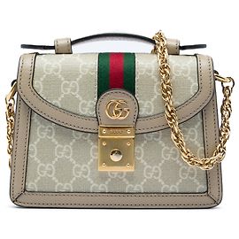 Gucci Beige Small GG Supreme Web Ophidia Top Handle Bag Beige