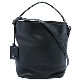 Bolsa Bucket Ashby Burberry em couro de bezerro granulado preto e lona Mega Check, tamanho Medium Preto