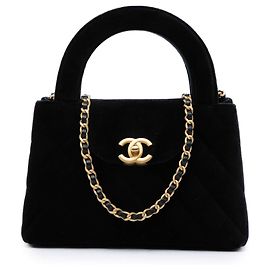 Bolso Shopper Kelly Nano de terciopelo negro Chanel Negro