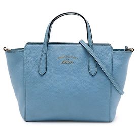 Gucci Blue Mini Leather Swing Satchel Blau Hellblau