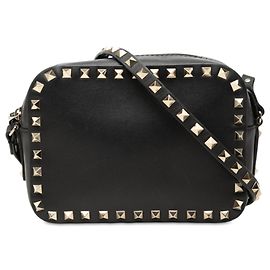 Valentino Rockstud Camera Bag aus schwarzem Leder Schwarz
