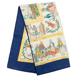 Lenço de seda Hermès Blue Costumes Civils Actuels 90 Outro
