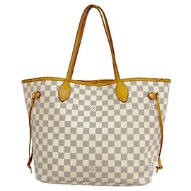 Bolso Tote Louis Vuitton Damier Azur Neverfull MM Blanco