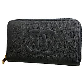 Chanel Black Long Wallet Black