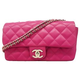 Bolsa de Ombro Chanel Matelassé Rosa Rosa