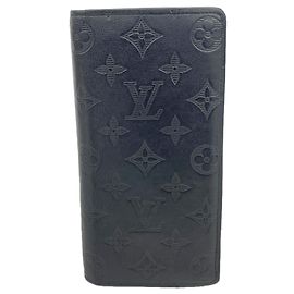 Louis Vuitton Monogram Shadow Portefeuille Brazza Long Wallet Black