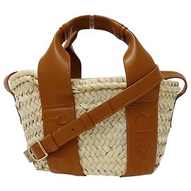 Bolso Chloé de rafia y cuero marrón Castaño