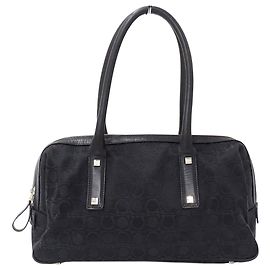 Salvatore Ferragamo Black Canvas Handbag Black