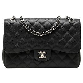 Chanel Matelassé Coco Mark Double Flap Chain Shoulder Bag Black