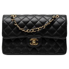 Bolsa de Ombro Chanel Matelassé Black Double Flap Preto