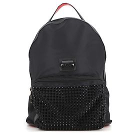 Sac à dos en nylon clouté Christian Louboutin Noir Rouge