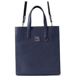 MCM Leder Tote Bag Camouflage Marineblau