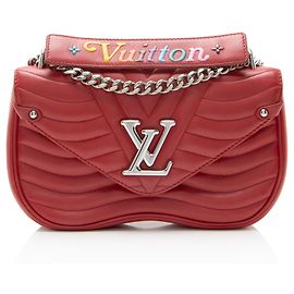 Bolsa de Ombro Louis Vuitton New Wave Chain MM em couro de bezerro Vermelho