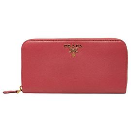 Portafoglio lungo con zip arrotondato Prada Saffiano Rosa