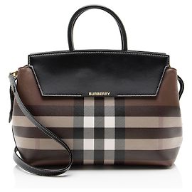 Burberry Exaggerated Check Catherine Medium Satchel Black