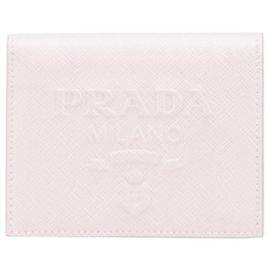 Portafoglio bi-fold Prada logo embossed Rosa