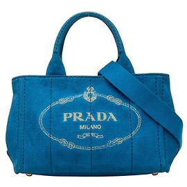 Borsa Prada Canapa Triangle Logo Blu