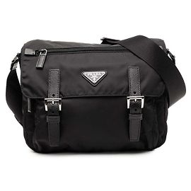 Prada Re-Nylon Schultertasche mit Dreieckslogo Schwarz