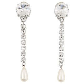 Miu Miu silberne Clip-Ohrringe mit Strass Silber