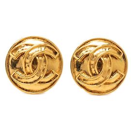 Chanel Coco Mark Round Vintage Earrings Golden