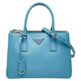 Borsa a mano/Borsa a tracolla Prada Galleria con placca logo triangolare Blu