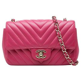 Borsa a tracolla con catena Chanel Coco Mark V-stitch Rosa