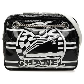 Bolsa de Ombro com Corrente Chanel LA PAUSA Preto Branco