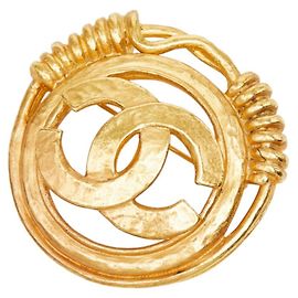 Broche Vintage Chanel Coco Mark Dorado