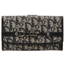 Portafoglio lungo Christian Dior Dior Trotter Nero Crudo