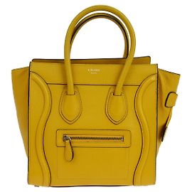 Céline Celine Luggage Smooth Leather Micro Jaune