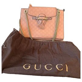 Gucci Emily Embossed Monogram Leather Shoulder Bag Pink