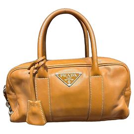 Prada Borsa Satchel Vitello Daino Marrone