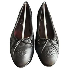 Chanel Gesteppte Ballerinas Schwarz