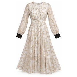 Autre Marque We Are Kindred Robe midi en organza brodée ivoire et or Blanc Doré
