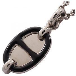 Hermès Collier Hermes Chaine d'Ancre Mini Maillon PM Noir Argenté