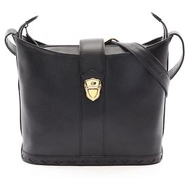 Yves Saint Laurent Black Leather Shoulder Bag Black