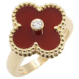 Van Cleef & Arpels Vintage Alhambra Carnelian Ring Red Golden Other
