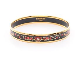 Hermès Hermes Email PM Armreif Schwarz Rot Golden