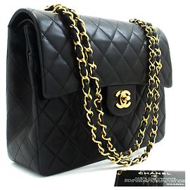 Sac à épaule CHANEL Classic Double Flap Square Chain Noir Noir