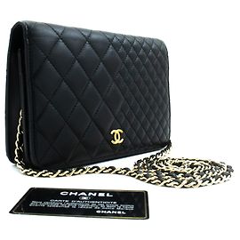 CHANEL Borsa a tracolla WOC Classic Wallet On Chain Nera Nero