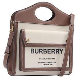 Bolso de mano BURBERRY Canvas 2way Beige Gold Auth 204656V Beige Dorado