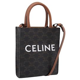 Céline Bolsa de mão CELINE Triomphe Canvas Mini Vertical Cabas PVC 2way Preta Auth 204112M Preto Outro