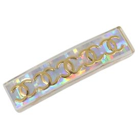 Barrette à cheveux CHANEL Valletta métal Gold CC Auth 201528M Doré