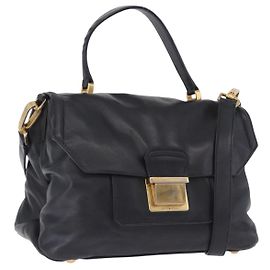 Borsa a mano Miu Miu in pelle 2way Nero Tono Oro Auth ka6192A Nero Altro