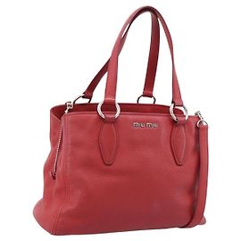 Borsa a mano Miu Miu in pelle 2way rossa argento Auth 167615M Argento Rosso