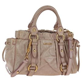 Borsa a mano Miu Miu in pelle 2way Beige Tono Oro Auth 167601V Beige Altro