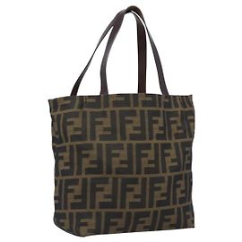 Sac à main FENDI Zucca Canvas Noir Marron Auth 204154 Marron Noir