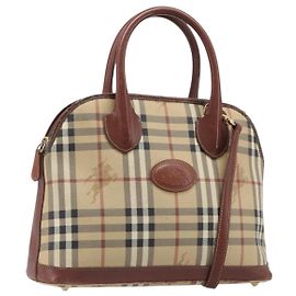 Borsa a mano Burberrys Nova Check PVC Leather 2way Beige Gold Tone Auth BA15534 Beige Altro