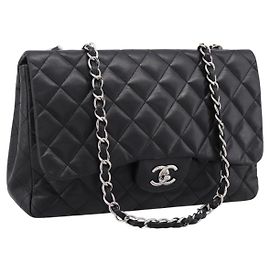 Borsa a tracolla CHANEL Matelasse 30 Chain in pelle d'agnello nera e argento CC Auth yk20928V Nero Argento