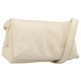 MARNI Prisma Schultertasche aus Leder Weiß Goldfarben Auth 204613A Weiß Andere
